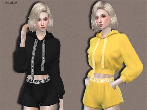 Sport Hoodie Shorts By Chloemmm Sims 4 Female Clothes