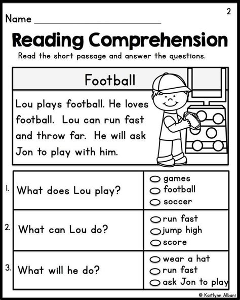 Reading Comprehension Worksheets For First Grade Students Loisary