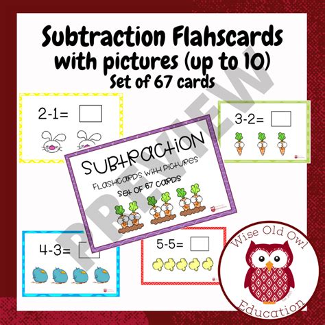 Subtraction Flashcards Up To 10 Set Of 67 Cards • Teacha