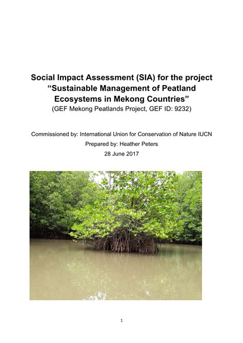 Social Impact Assessment SIA For The Project Sustainable Management