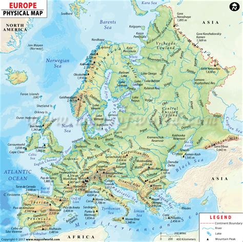 Europe Physical Map Physical Map Of Europe