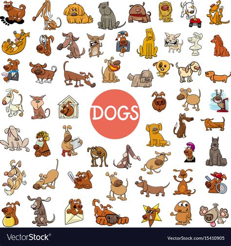 Cartoon Dog Characters Large Set Royalty Free Vector Image
