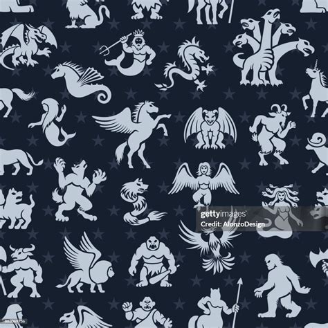 Mythical Creatures Seamless Pattern High Res Vector Graphic Getty Images