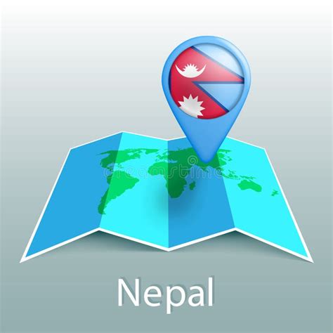 Nepal Flag World Map In Pin With Name Of Country Stock Vector Illustration Of Place Nepal