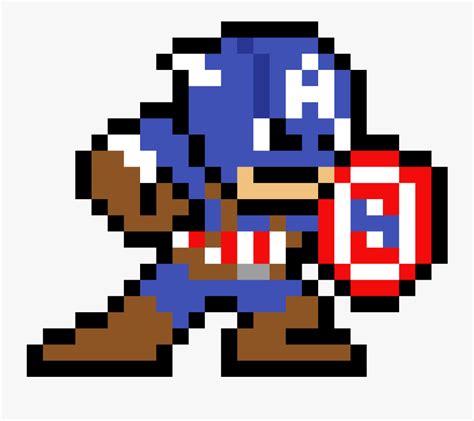 Captain America Clipart , Png Download - Pixel Art Captain America