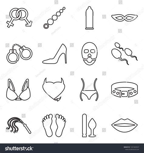 Sex Fetish Icons Thin Line Design Vector De Stock Libre De Regalías 1331820557 Shutterstock
