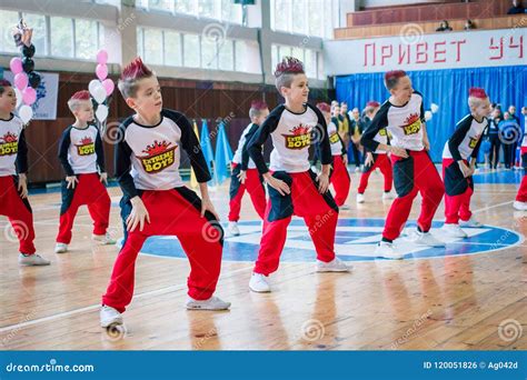 Young Boys Cheerleaders Perform At The City Cheerleading Championship