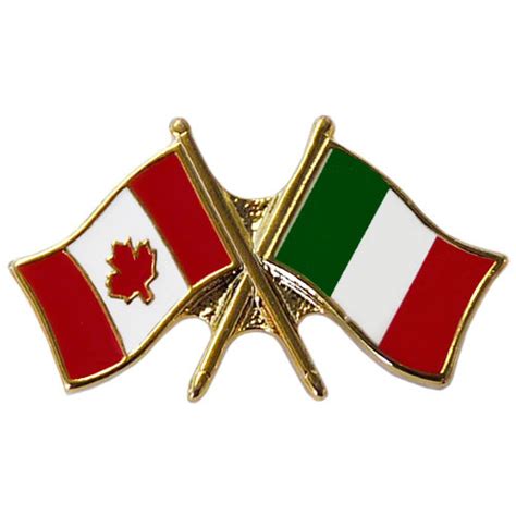 Canada Italy Crossed Pin Crossed Flag Pin Friendship Pin