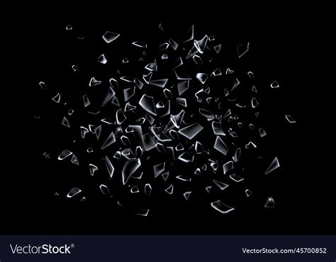 Broken Glass Shards Explosion Debris Black Vector Image