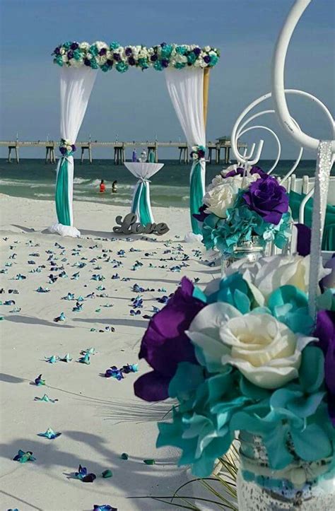 Beach Wedding Purple And Turquoise Beach Wedding Colors Beach