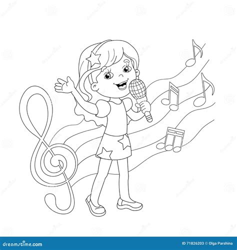Coloring Page Outline Of Cartoon Girl Singing A Song Cartoondealer