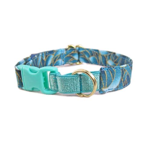 Fancy Cat Collar In Teal And Gold Elastic Cat Collar For Girls Custom