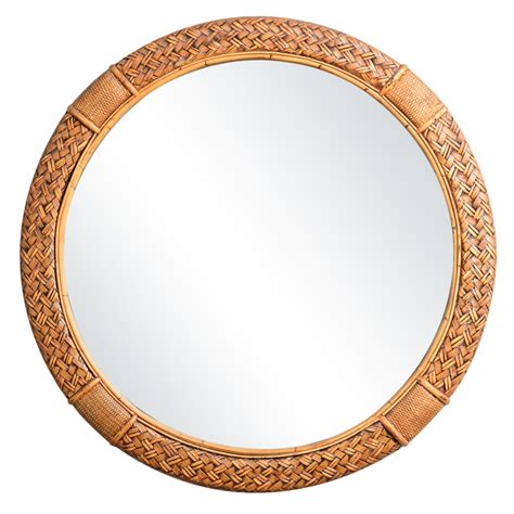 Hang anthropologie's woven leather mirror either horizontally or vertically to spice up your wall with a handcrafted gem. Vintage Woven Rattan Round Mirror : On Antique Row - West ...