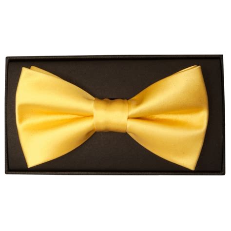 Plain Yellow Gold Mens Bow Tie