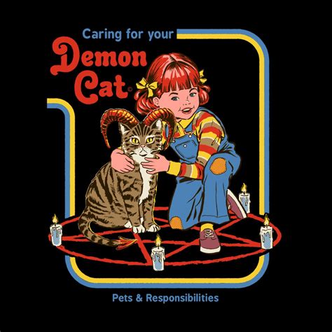 Caring For Your Demon Cat Retro Illustration Cat Art Cat Greeting Cards
