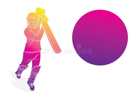 Cricket Player Hitting Big Shot Stock Vector Illustration Of
