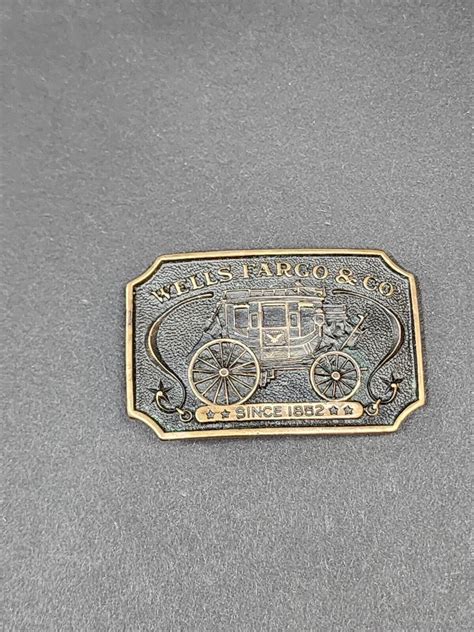 Brass Wells Fargo Bank Logo Banker Banking Teller 197… - Gem