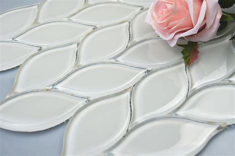 Featured Product Crystal Glass Leaf Shape Mosaic Tile For