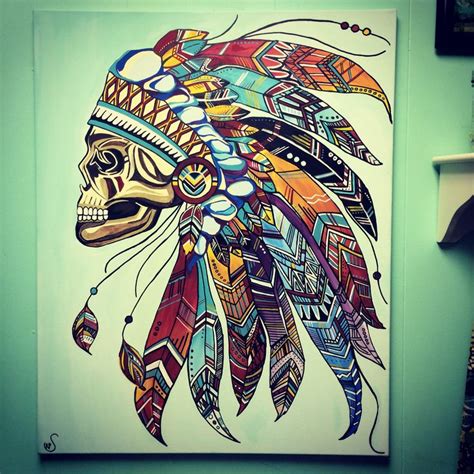 Discover (and save!) your own pins on pinterest Indian skull headdress. Aztec feathers beauty canvas ...