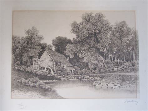 Lh King The Old Mill Engraving Print Signed With Remarque With Frame