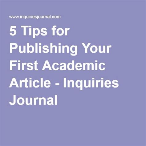 5 Tips For Publishing Your First Academic Article Academic Writing