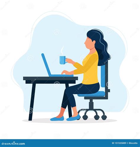 Office Work Concept Illustration With Happy Female Office Worker
