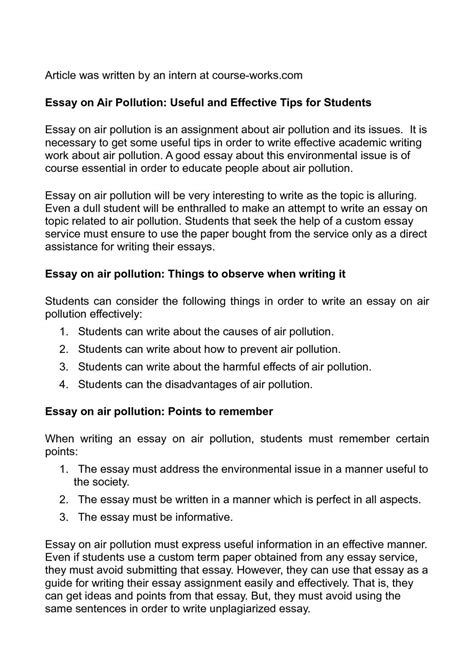 FOOD ESSAY WRITING ON POLLUTION IN ENGLISH - Neschegarry