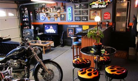 Dream Motorcycle Garages Park Your Ride In Style At Night Man Cave