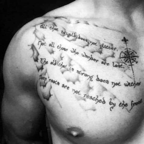 Smaller ones are ideally done on ankles, wrists, back of the neck, behind the ear and even on fingers. 50 Chest Quote Tattoo Designs For Men - Phrase Ink Ideas