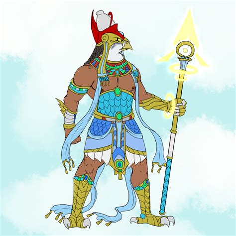 In connection with the god horus and his forms as the god of the rising sun and the symbol and personification of a cat on a pedestal. God Concept Horus, Avenger of the Sky : Smite