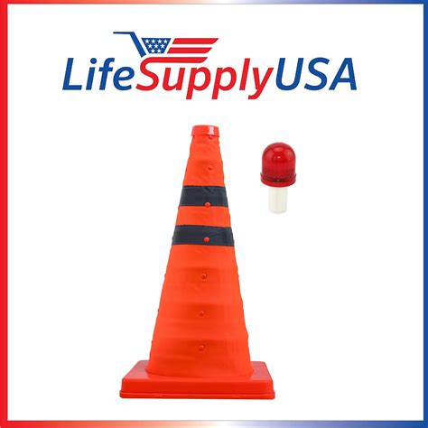 Collapsible Inch Traffic Cone With Led Light Lamp Topper Reflective