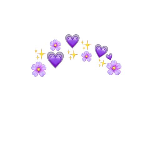 Purple Emoji Emojis Flowers Flower Hearts Heart Crown Crowns