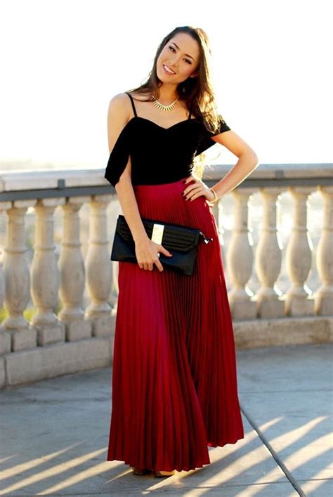 What Type Of Tops To Wear With Long Skirts Buzz16 Red Maxi Skirt