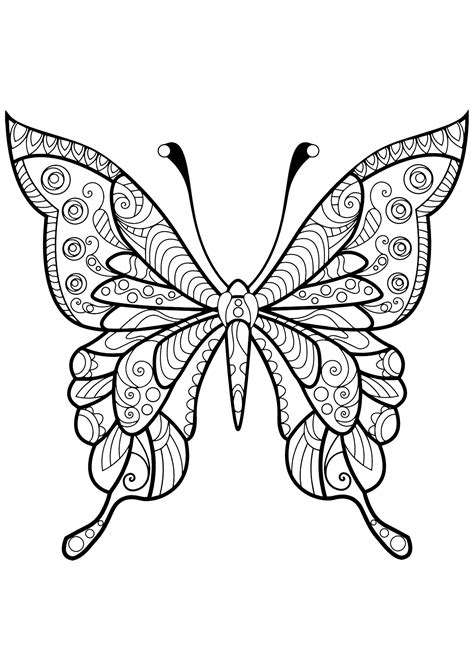 Profile of a butterfly with flowers. Butterfly Coloring Pages for Adults - Best Coloring Pages ...