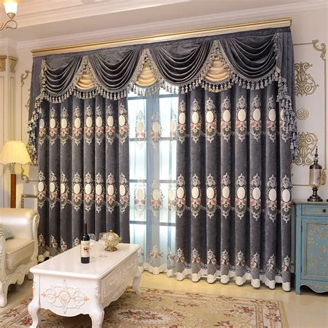 Buy European Luxury Chenille Embroidery Curtain Or