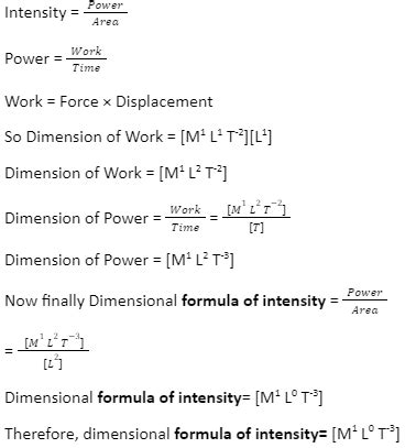 Dimensional Formula of Intensity