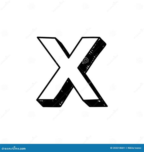 X Letter Hand Drawn Symbol Vector Illustration Of A Small English