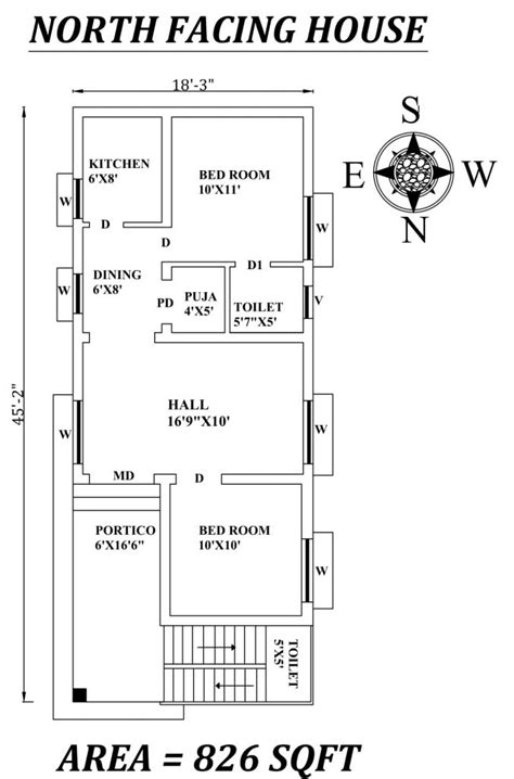 North facing simple house plan. Tamilnadu House Plans North Facing - House Design Ideas