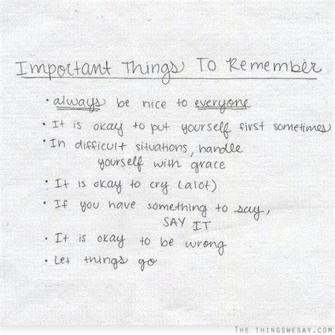 Important Things To Remember Words Remember Quotes