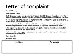 The tone of the letter is formal and structured. Writing a formal letter of complaint non fiction structure ...