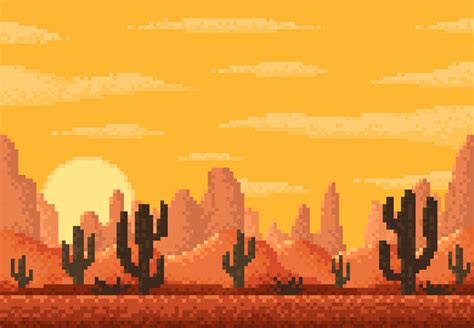 Pixel Desert Landscape 8 Bit Game Level Background 11153437 Vector Art