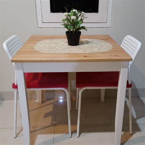 Tarendo meja makan 4 kursi. Meja makan minimalis IKEA LERHAMN, Home & Furniture on ...
