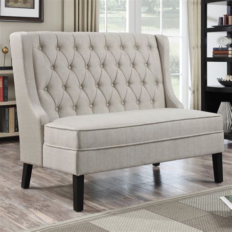 Home Meridian Banquette Bench Tuxedo Oatmeal