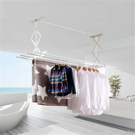 Easily lower the rack to put clothes on it and raise. Ceiling Mounted Clothes Airers Uk | www.Gradschoolfairs.com
