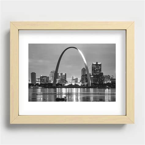Saint Louis Skyline And Arch Over The Mississippi River Black And