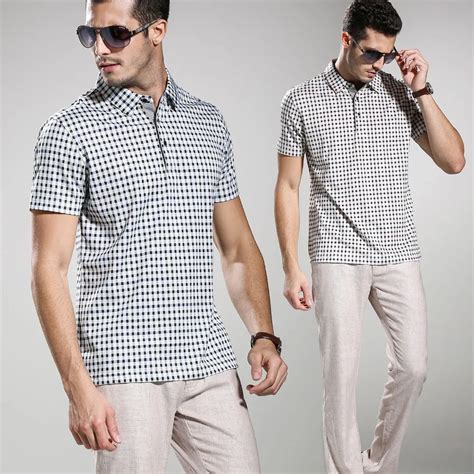 2015 Summer Style Quality Plaid Polo Shirt Men Business Casual Mens
