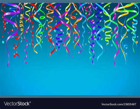 Colorful Confetti On Blue Background Celebration Vector Image