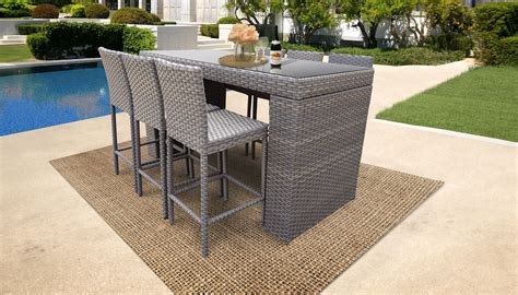 Monterey Bar Table Set With Barstools 7 Piece Outdoor Wicker Patio