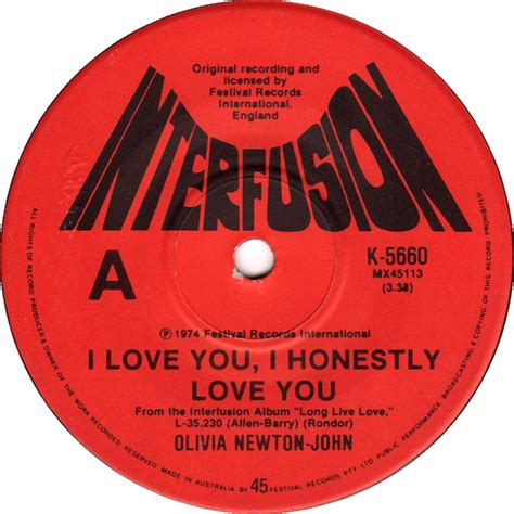 Olivia Newton John I Love You I Honestly Love You 1974 Vinyl Discogs