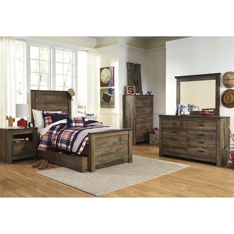 Signature Design By Ashley Trinell B446b8 Rustic Look Twin Panel Bed